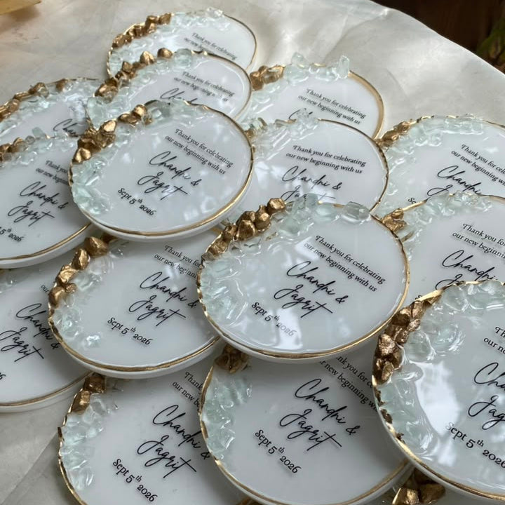 White & Gold Resin Coasters
