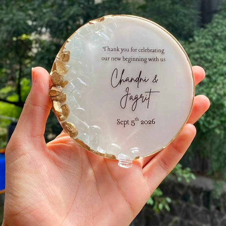 White & Gold Resin Coasters
