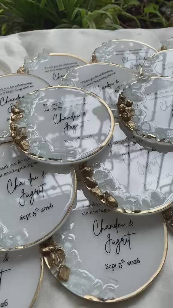White & Gold Resin Coasters